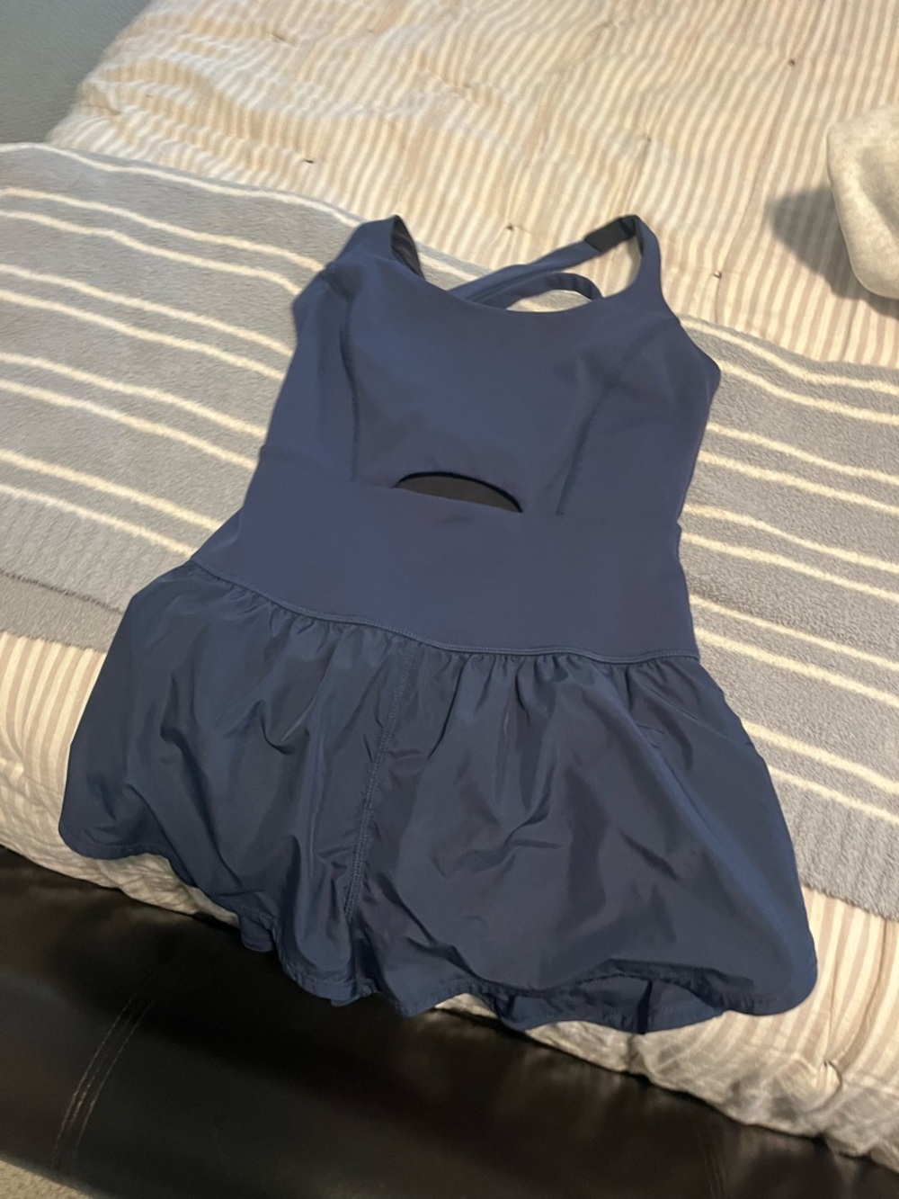 Navy Blue Free People Shorts Onesie with Cutout